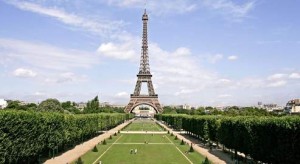 The Champ de Mars with the Eiffel tower in Paris